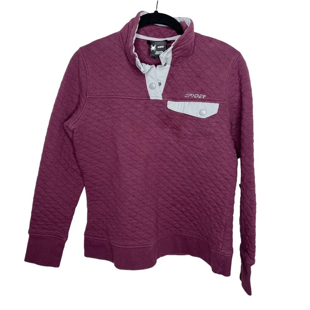 SPYDER / maroon diamond quilted pullover jacket / M